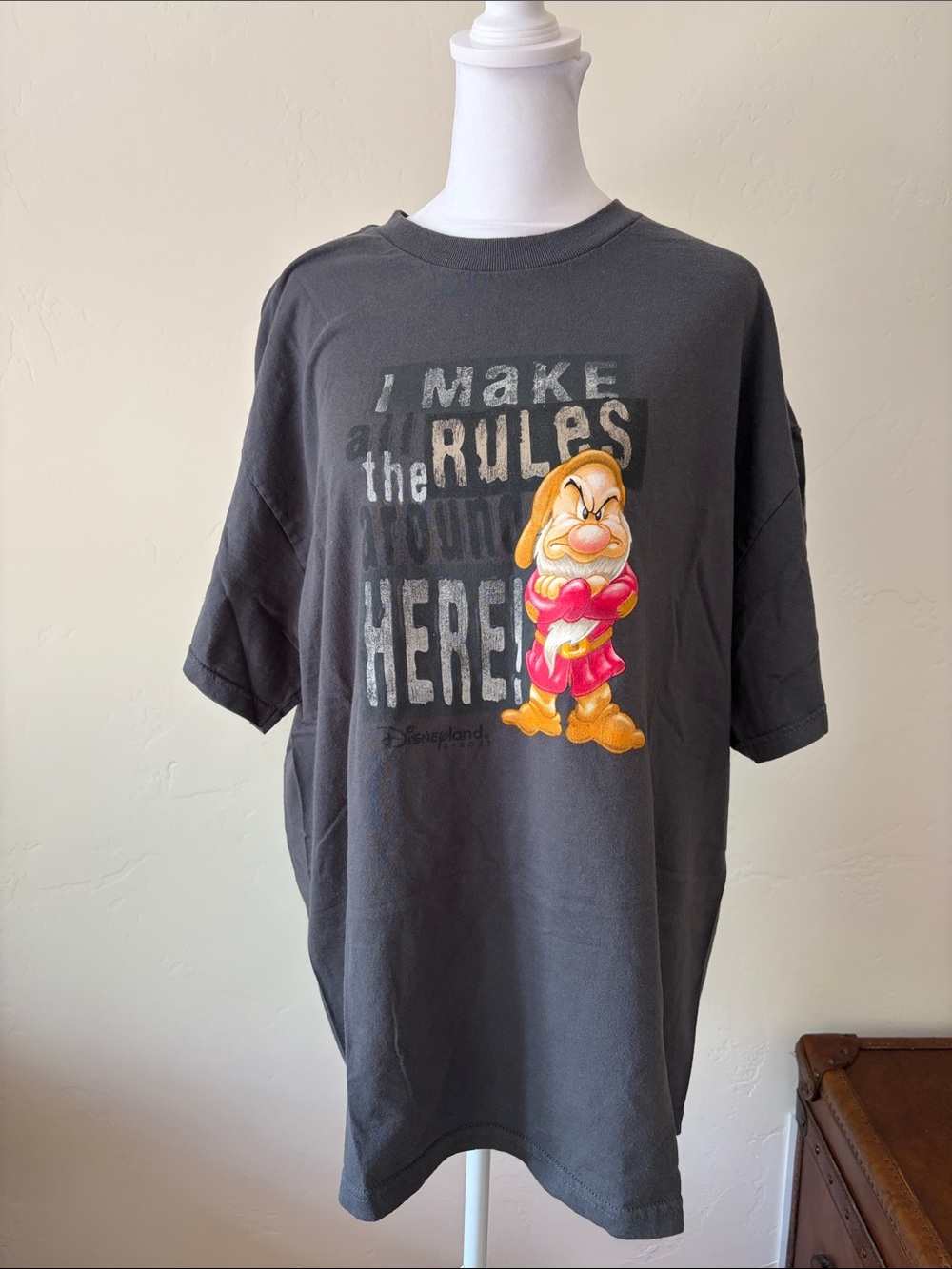 Grumpy Disney Graphic Tee in Charcoal